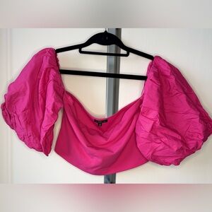 Zara Pink Puff Sleeve Crop Top